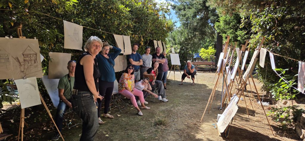 Zeichenseminar _ Teilnehmer im Freien