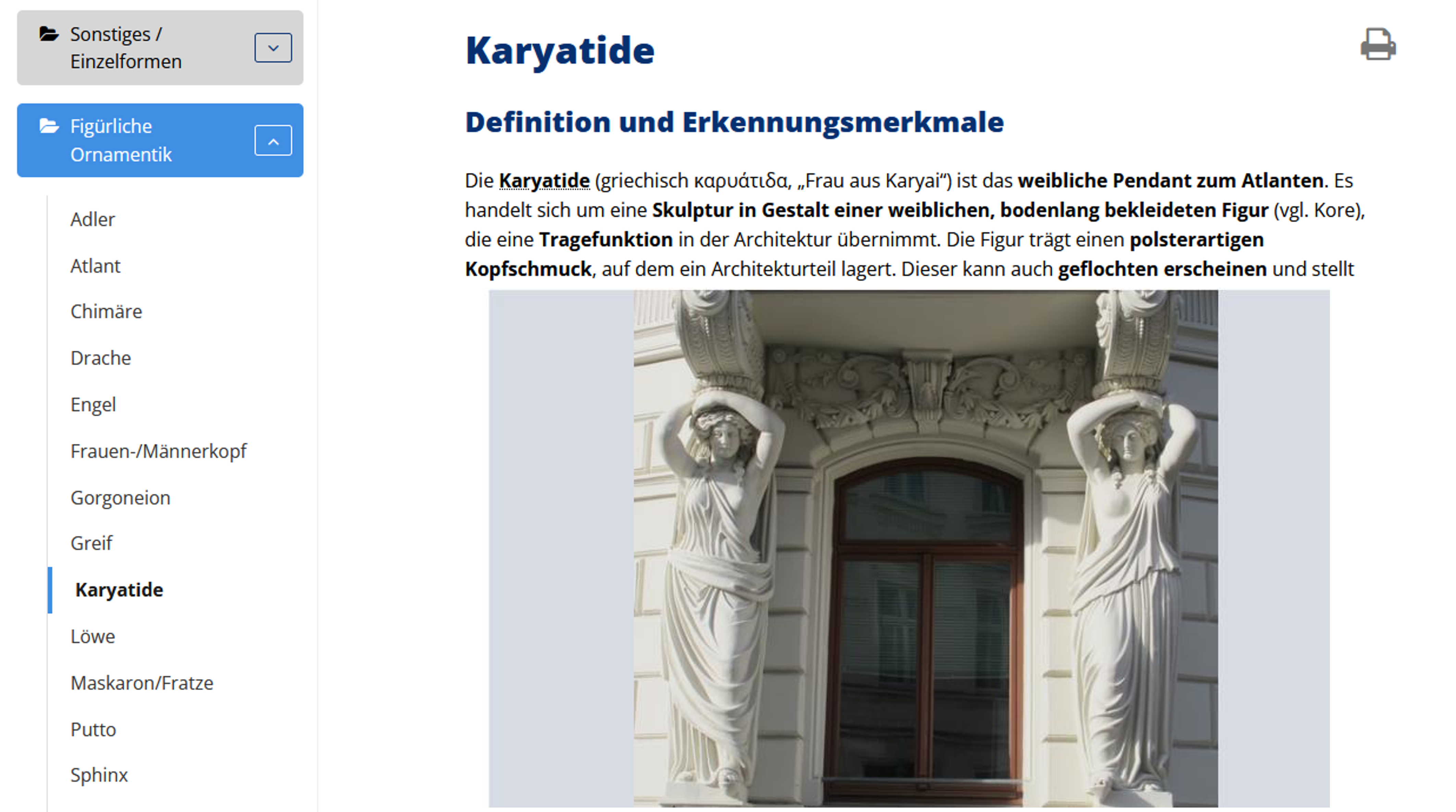 Blick ins Handbuch Ornamentik - Karyatide
