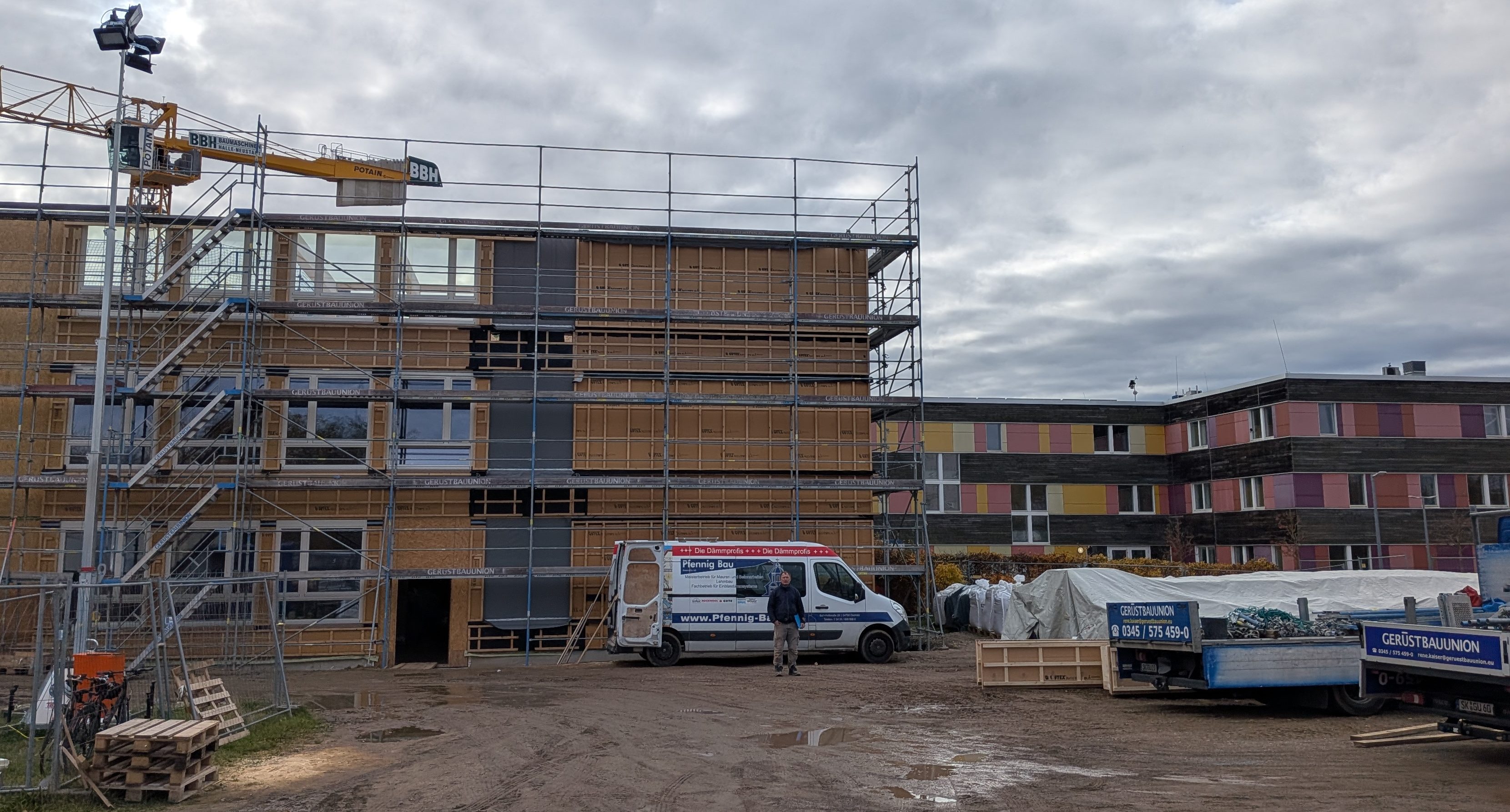 Baustelle der Schule als Neubau